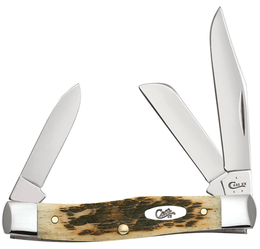 CASE KNIFE AMBER BONE CS - PEACH SEED JIG MEDIUM STOCKMAN (63032 CS)