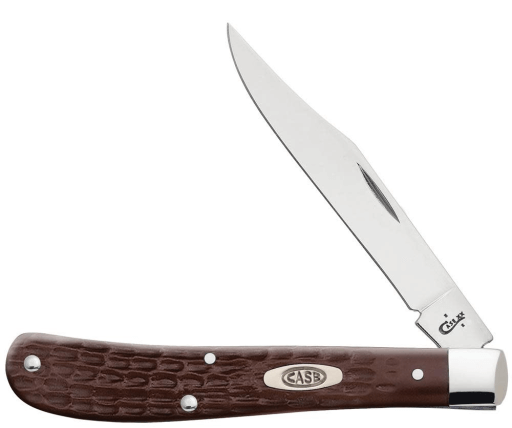 CASE KNIFE JIGGED BROWN SYNTHETIC - SLIMLINE TRAPPER (61048 SS)