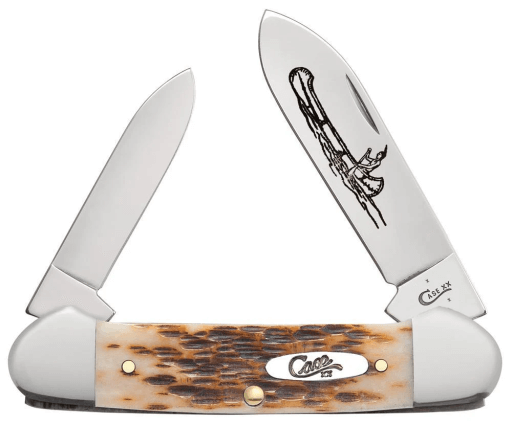 CASE KNIFE AMBER BONE CS - PEACH SEED JIG CANOE (62131 CS)