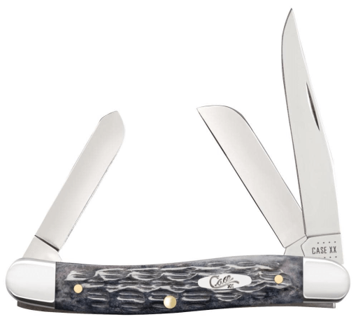 CASE KNIFE POCKET WORN GRAY BONE CS - CRANDALL JIG MEDIUM STOCKMAN (6318 CS)