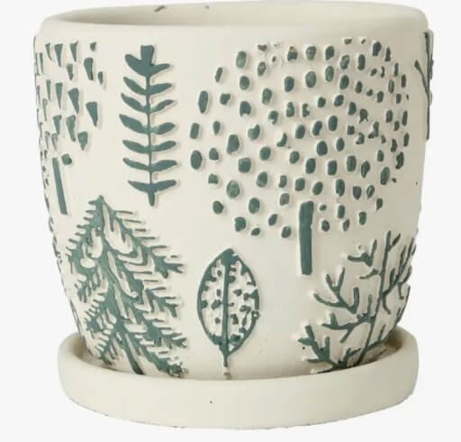 ELEMENTAL CEMENT PLANTER BOTANICAL FOREST GREEN