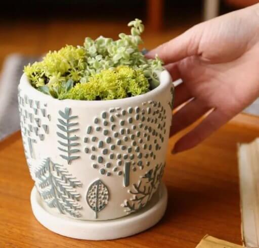 ELEMENTAL CEMENT PLANTER BOTANICAL FOREST GREEN - Image 2