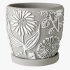 ELEMENTAL CEMENT PLANTER BOTANICAL FLOWER GRAY