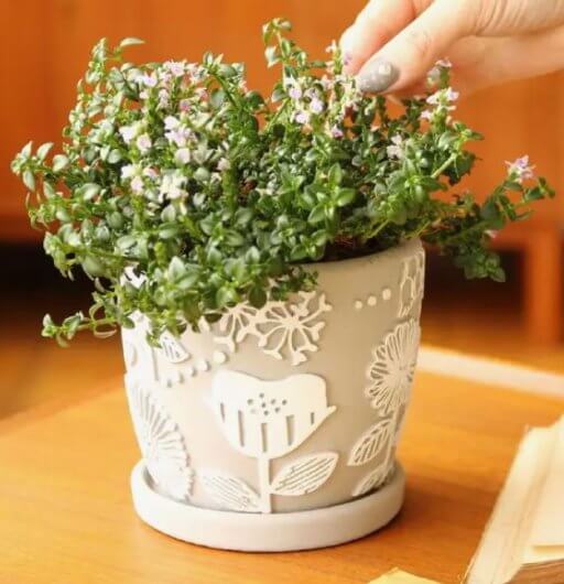 ELEMENTAL CEMENT PLANTER BOTANICAL FLOWER GRAY - Image 2