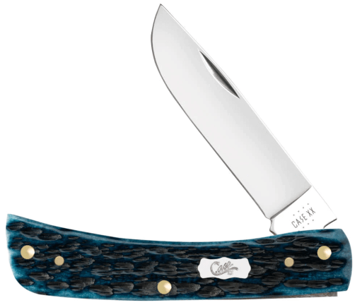CASE KNIFE POCKET WORN PEACH SEED MEDITERRANEAN BLUE BONE SOD BUSTER JR