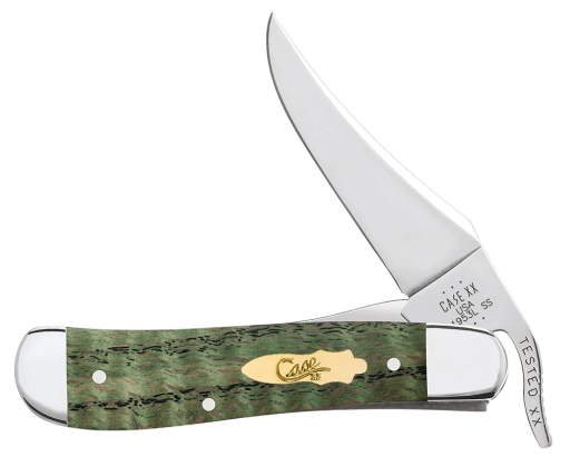 CASE KNIFE SMOOTH KELLY GREEN CURLY OAK RUSSLOCK