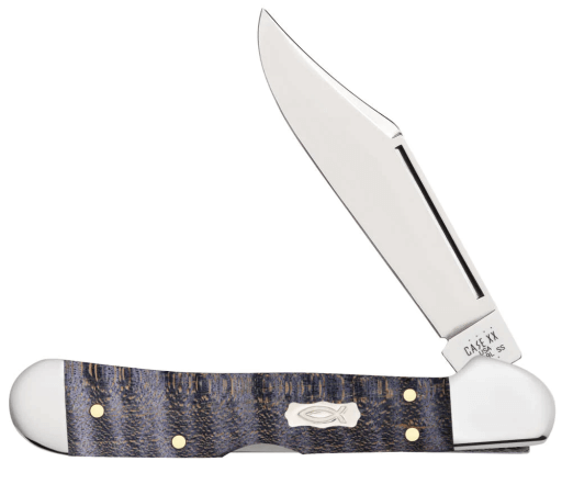 CASE KNIFE PURPLE CURLY MAPLE ICHTHUS MINI COPPERLOCK